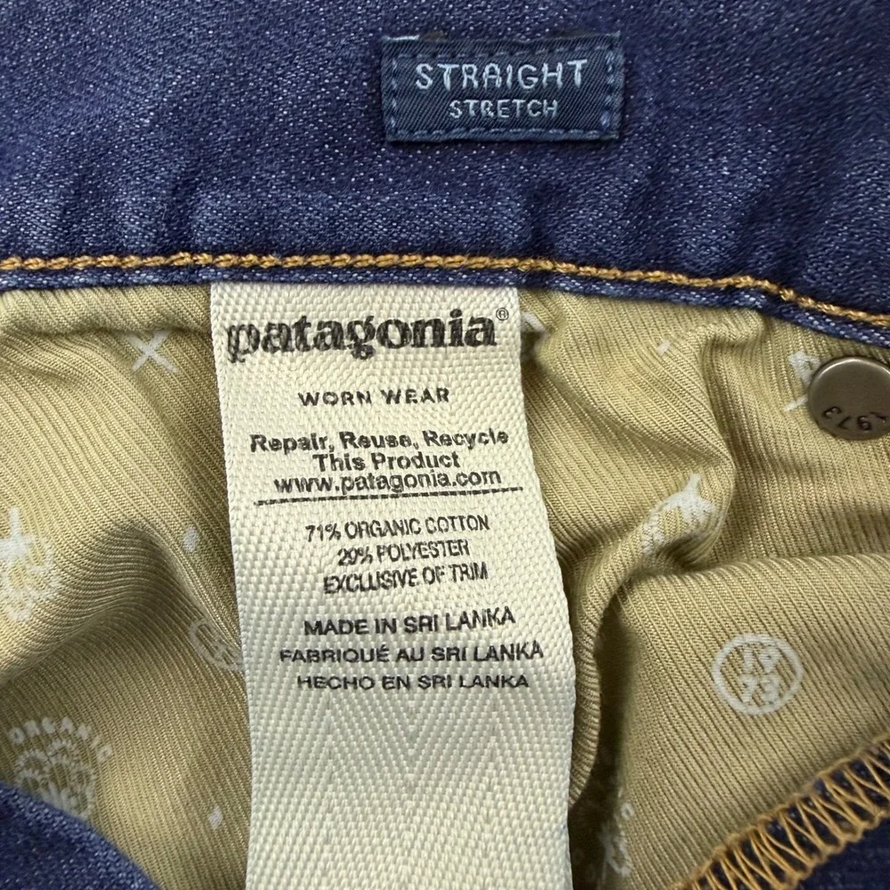Patagonia Jeans Mens 34x30 Blue Straight Stretch Organic Cotton STY56025